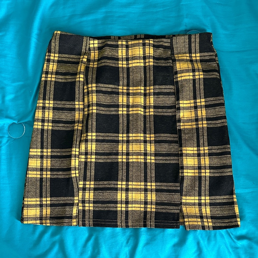 Plaid Yellow and Black Women's Skirt